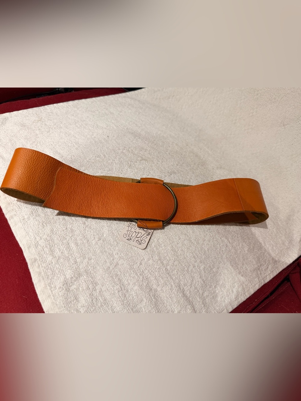 Free People Tan Leather Ring Belt